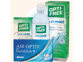 Air Optix® HydraGlyde® (2 лещи) + Разтвор Opti-Free Pure Moist 300 ml + 60 ml