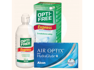 Air Optix® HydraGlyde® (2 лещи) + Разтвор Opti-Free Express 355 ml