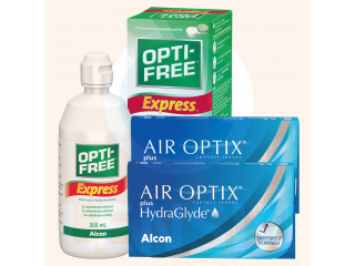 Air Optix® HydraGlyde® (6 + 6 лещи) + Разтвор Opti-Free Express 355 ml