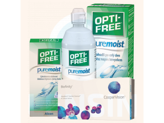 Biofinity® (3 + 3 лещи) + Разтвор Opti-Free Pure Moist 300 ml + 60 ml