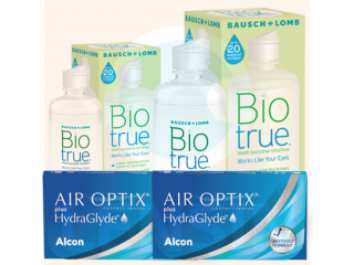 Air Optix® HydraGlyde® (6 + 6 лещи) + Разтвор BioTrue 360+60 ml