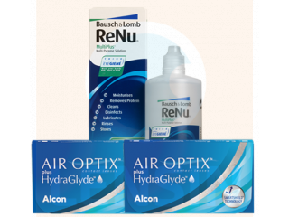 Air Optix® HydraGlyde® (6 + 6 лещи) + Разтвор Renu MultiPlus 360 ml + 60 ml