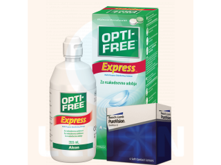 PureVision® (3 + 3 лещи) + Разтвор Opti-Free Express 355 ml
