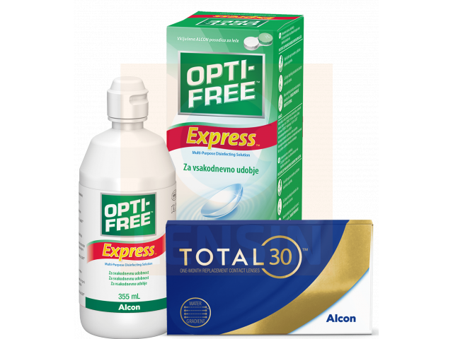 TOTAL30® (2 лещи) + Разтвор Opti-Free Express 355 ml Пакет с TOTAL 30