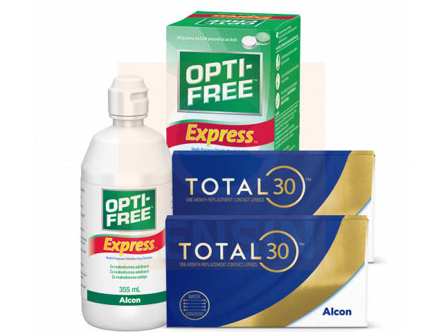 TOTAL30® (6 + 6 лещи) + Разтвор Opti-Free Express 355 ml Пакет с TOTAL 30