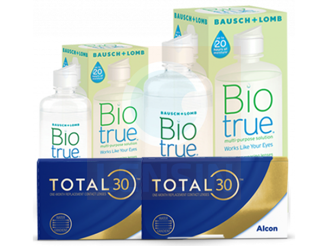 TOTAL30® (6 + 6 лещи) + Разтвор BioTrue 360 + 60 ml Пакет с TOTAL 30