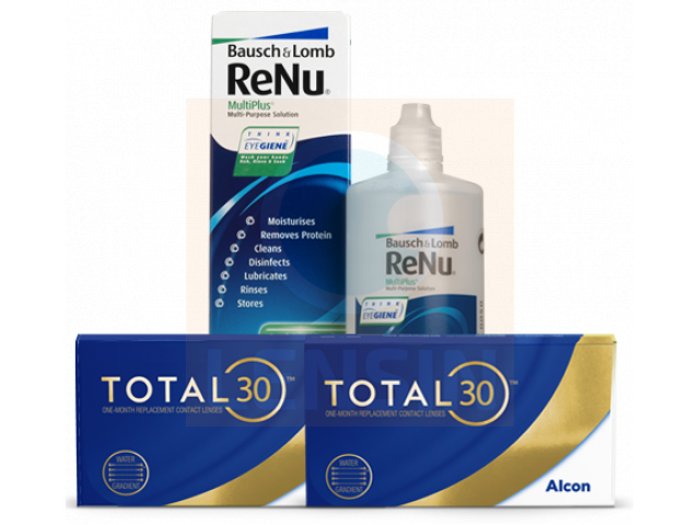 TOTAL30® (6 + 6 лещи) + Разтвор Renu 360 ml Пакет с TOTAL 30