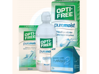 PureVision® 2 HD (2 лещи) + Разтвор Opti-Free Pure Moist 300 ml
