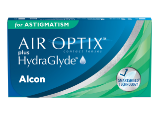 Air Optix® HydraGlyde® for Astigmatism (3 лещи) + Подарък разтвор Opti-Free Pure Moist 60 ml с контейнер