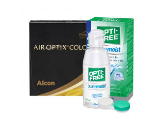 Air Optix® Colors - Зеленo (Green) - 2 лещи + Разтвор Opti-Free Pure Moist 90 ml с контейнер