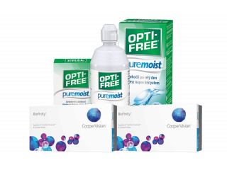 Biofinity® (6 + 6 лещи) + Разтвор Opti-Free Pure Moist 300 ml + 60 ml