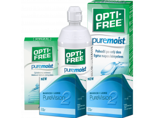 PureVision® 2 HD (6 + 6 лещи) + Разтвор Opti-Free Pure Moist 300 ml + 60 ml