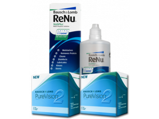 PureVision® 2 HD (6 + 6 лещи) + Разтвор Renu 360 ml + 60 ml