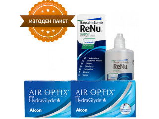 Air Optix® HydraGlyde® (6 + 6 лещи) + Разтвор Renu MultiPlus 360 ml + 60 ml