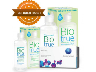 Biofinity® (2 лещи) + Разтвор BioTrue 360 ml + 60 ml