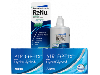 Air Optix® HydraGlyde® (6 + 6 лещи) + Разтвор Renu MultiPlus 360 ml + 60 ml
