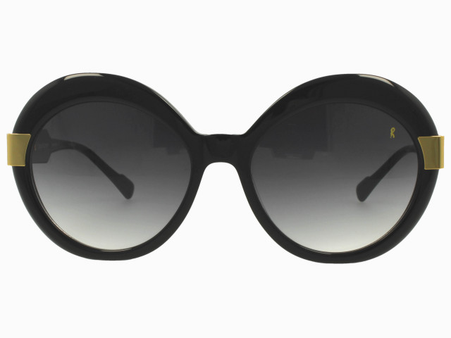 ROBERTA DI CAMERINO RDS501.00 - Дамски слънчеви очила с масивна, ръчно обработена "Кръгла" рамка от черен ацетат Слънчеви очила