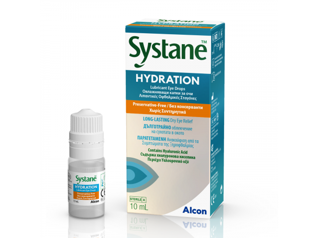 Systane Hydration 10 мл - Овлажняващи капки с хиалуронова киселина - Без консерванти Овлажняващи капки / Изкуствени сълзи