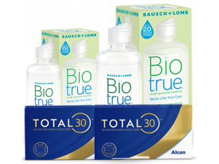 TOTAL30® (6 + 6 лещи) + Разтвор BioTrue 360 + 60 ml и Подарък - 2 Несесера TOTAL30