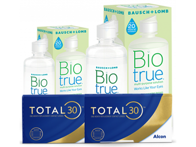 TOTAL30® (6 + 6 лещи) + Разтвор BioTrue 360 + 60 ml Пакет с TOTAL 30