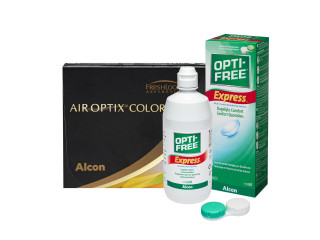 Air Optix® Colors - Синьо (Blue) - 2 лещи + Разтвор Opti-Free Express 120 ml с контейнер