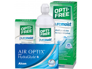 Air Optix® HydraGlyde® (2 лещи) + Разтвор Opti-Free Pure Moist 300 ml + 60 ml